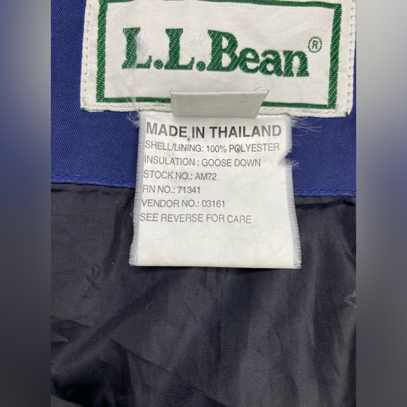 Vintage LL Bean Jacket Blue Puffer Coat Bomber Goose Down Flight Men XL TALL - Picture 12 of 14